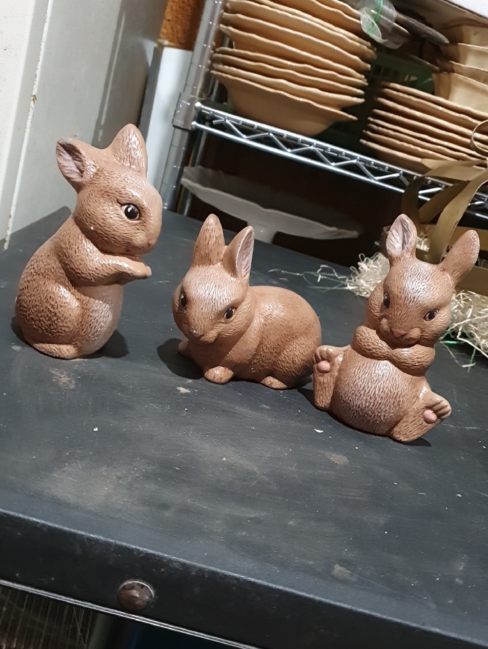 Brown Decorative Bunny Figurine Set
